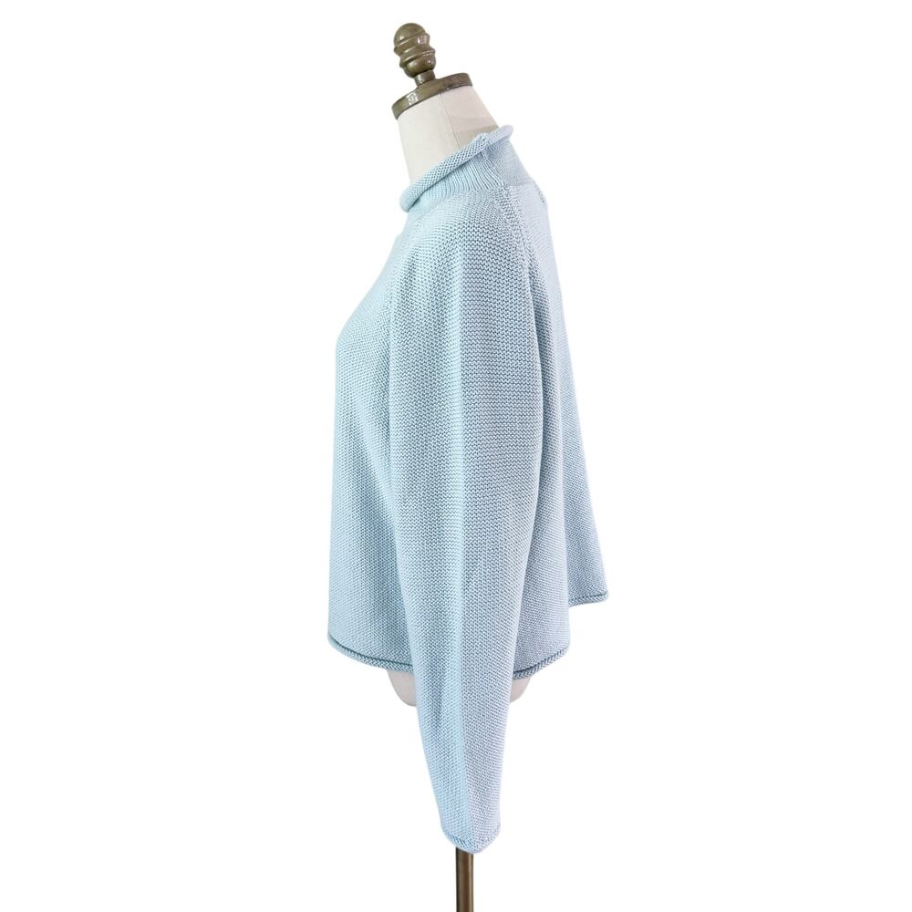 NWT Honest Cotton Light Blue 100% Cotton Sweater Women's One Size Roll Neck - Picture 3 of 8